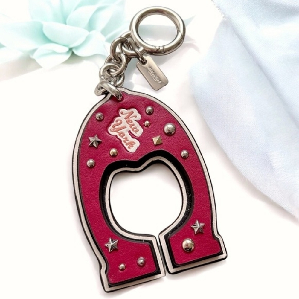 Coach Varsity C Bag Charm in True Red Leather Style F23585 ©️2018